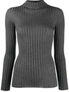 LIU •JO RIBBED-KNIT ROLL-NECK TOP