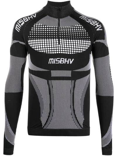 Misbhv Black & White Active Quarter-zip Long Sleeve T-shirt In <p>black And Grey Top From  Featuring Long Sleeves, High Collar, Elasticizated, Breathable And
