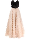 RED VALENTINO BOW-DETAIL TIERED TULLE GOWN
