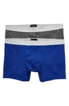 Hanro Cotton Essentials 2-pack Boxer Briefs In Coal Melange