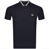 FRED PERRY FRED PERRY BOMBER COLLAR POLO T SHIRT NAVY
