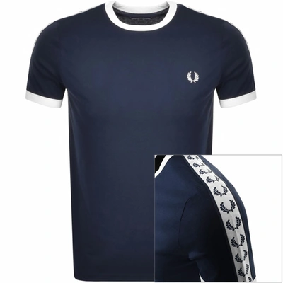 Fred Perry Authentic Taped Ringer Tee Carbon Blue