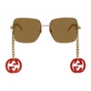 GUCCI GUCCI GOLD AND BROWN GG0724S RUNWAY SUNGLASSES