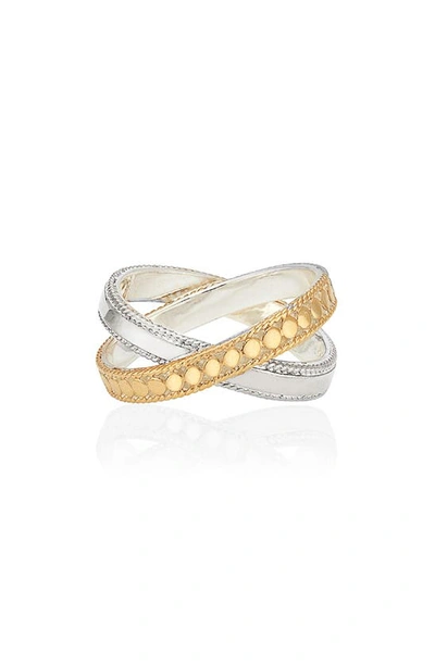 Anna Beck Two-tone Crisscross Ring In Gold/ Silver