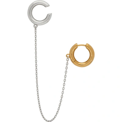 Alan Crocetti Ssense Exclusive Silver & Gold Mini Loophole Ear Cuffs In Rhodium