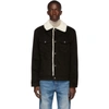 MAISON KITSUNÉ BLACK CORDUROY TRUCKER JACKET