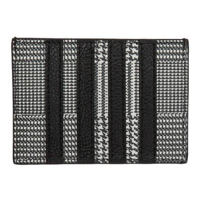 Thom Browne Black Prince Of Wales 4-bar Single Card Holder In 980 Blk/wht