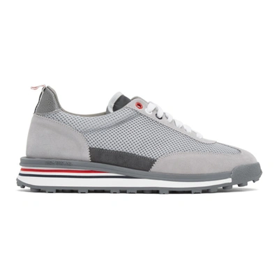 Thom Browne Grey Tech Runner Leather Sneakers
