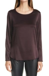 Max Mara Moldava Stretch Silk Long Sleeve Top In Wine-coloured