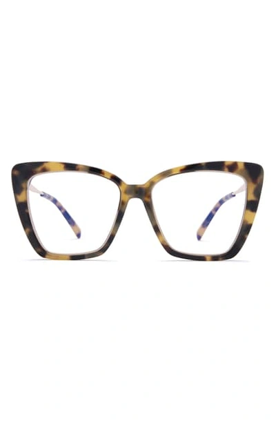 Diff Becky Iv 57mm Blue Light Blocking Reading Glasses In Hazel Tortoise/ Clear