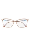 TOM FORD 56MM CAT EYE BLUE LIGHT BLOCKING GLASSES,FT5687-BW56045