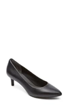 Rockport Women's Total Motion 75mm Pointy Pump Heels In Black Patent In Black Leather