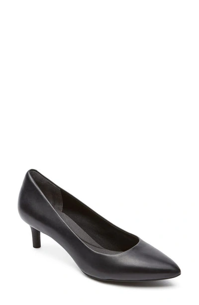 Rockport Total Motion Kalila Kitten Heel Pump In Black Leather