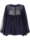 Comme Des Garçons Ruffle-trimmed Panelled Blouse In Blue