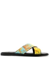 VERSACE CRISSCROSS SLIP-ON SANDALS