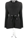 Valentino Ribbon Belted Jumper In Grey