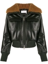 CHLOÉ SHEARLING-COLLAR LEATHER JACKET