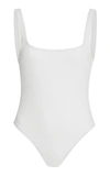 Matteau + Net Sustain Nineties Recycled Seersucker Swimsuit In White,black