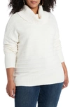 VINCE CAMUTO TEXTURED STRIPE COWL NECK COTTON BLEND SWEATER,9260212