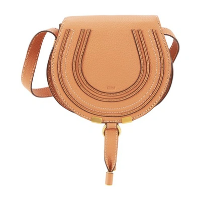 Chloé Mini Marcie Shoulder Bag In Orange Leather In Brown