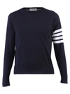 Thom Browne Navy Cashmere Striped Armband Pullover In Blue