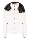 MONCLER AUBRAC DOWN JACKET IN WHITE WITH BLACK HOOD