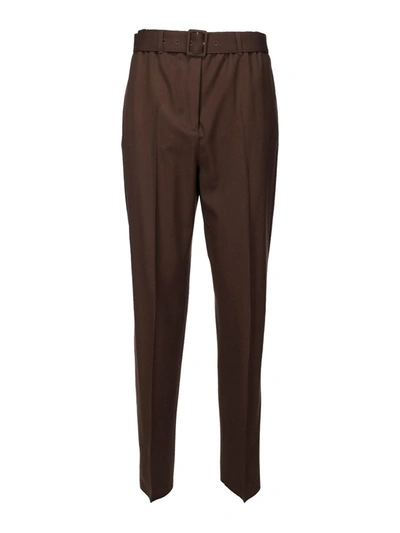 Agnona Matching Belt Trousers In Brown