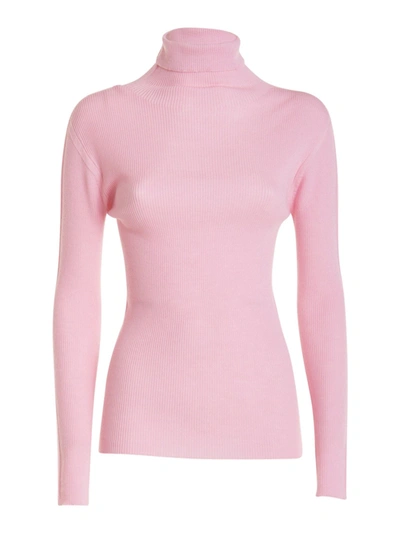 Blumarine Ribbed Turtleneck In Pink