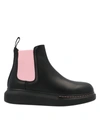 Alexander Mcqueen 40mm Hybrid Leather Chelsea Boots In Black/sugar Pink