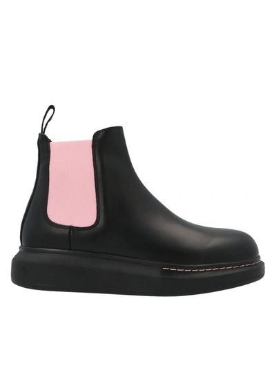 Alexander Mcqueen 40mm Hybrid Leather Chelsea Boots In Black/sugar Pink