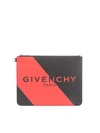 GIVENCHY BRANDED CLUTCH IN BLACK AND RED