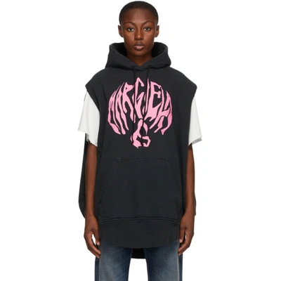 Mm6 Maison Margiela Oversized Printed French Cotton-terry Hoodie In Black