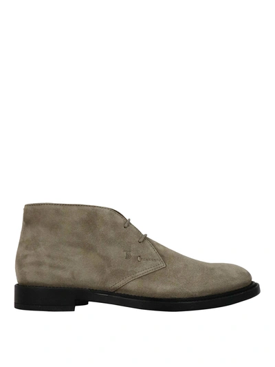 Tod's Suede Desert Boots In Grey In Taupe