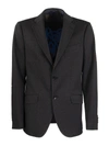 Etro Wool End Cotton Jacket Blazer In Black