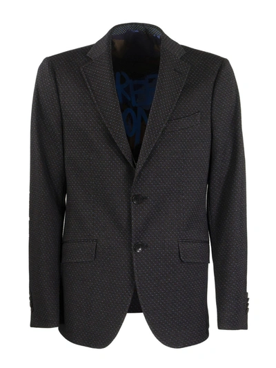 Etro Wool End Cotton Jacket Blazer In Black