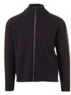 Fendi Woolen Knit Track Jacket With Ff Taping In Black