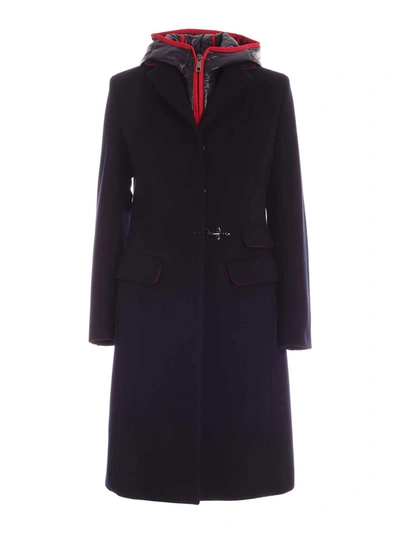 Fay Removable Waistcoat Coat In Blue