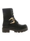 VERSACE JEANS COUTURE BRANDED BUCKLE ANKLE BOOTS IN BLACK