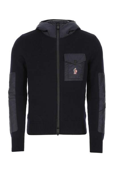 Moncler Grenoble Logo Patch Zipped Jacket In Navy