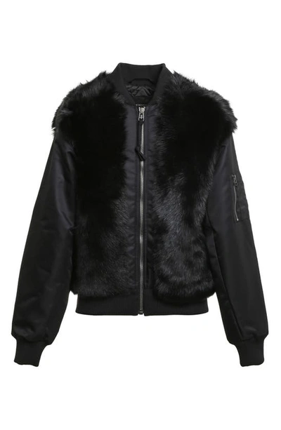 Mr & Mrs Italy Nick Wooster Unisex Black Nylon Bomber With Shearling
