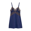 Wacoal Lace Affair Navy Jersey Chemise In Blueprint/chocolate Brown