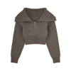 JACQUEMUS LA MILLE RISOUL TAUPE CROPPED MERINO WOOL JUMPER,3298395