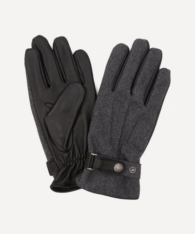 Dents Guildford Fleece-lined Flannel And Leather Gloves In Charcoal