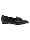 VALENTINO GARAVANI VLOGO POINT-TOE LEATHER LOAFERS,0400013036450