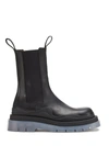 Bottega Veneta Tire Rubber-trimmed Leather Chelsea Boots In Black