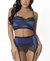 ICOLLECTION WOMEN'S BUSTIER AND GARTER WITH PANTY LINGERIE SET