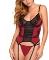 ICOLLECTION WOMEN'S ELEGANT BUSTIER AND PANTY LINGERIE SET WITH APPLIQUE