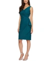 ALEX EVENINGS COMPRESSION EMBELLISHED RUCHED SHEATH DRESS