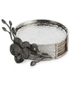 Michael Aram Set Of 6 Black Orchid Coasters With Caddy