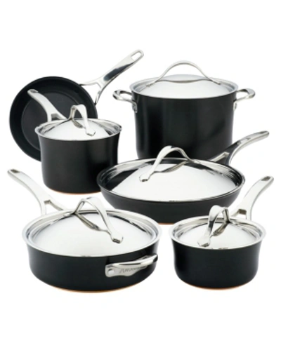 Anolon Copper Hard-anodized Nonstick Cookware Set In Onyx